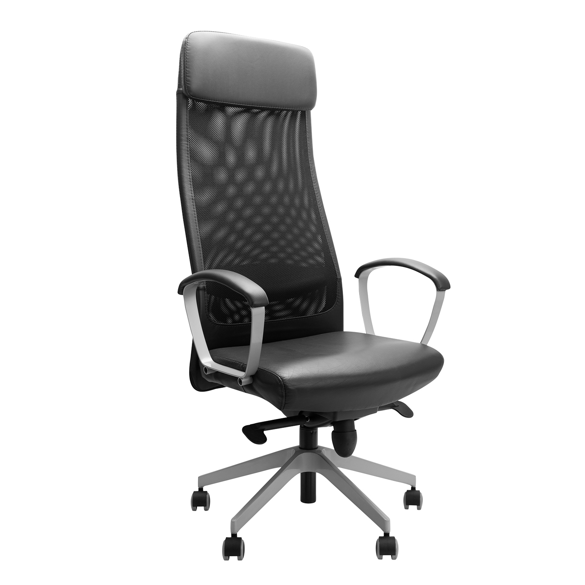 Schwarzer Bürostuhl mit Echtleder 